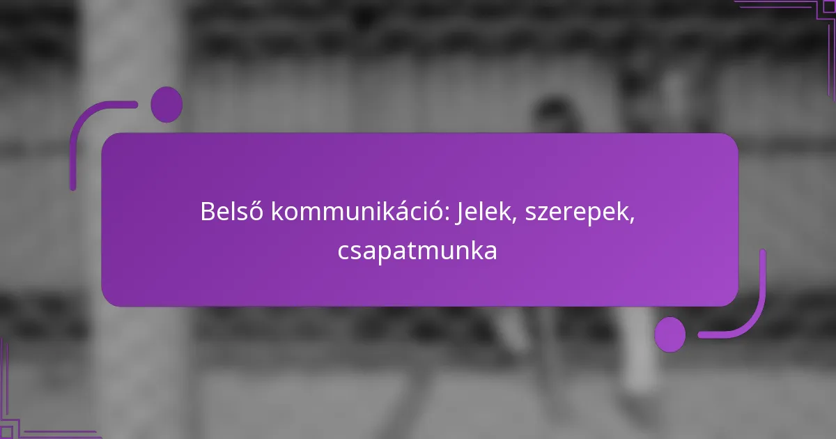 Belső kommunikáció: Jelek, szerepek, csapatmunka