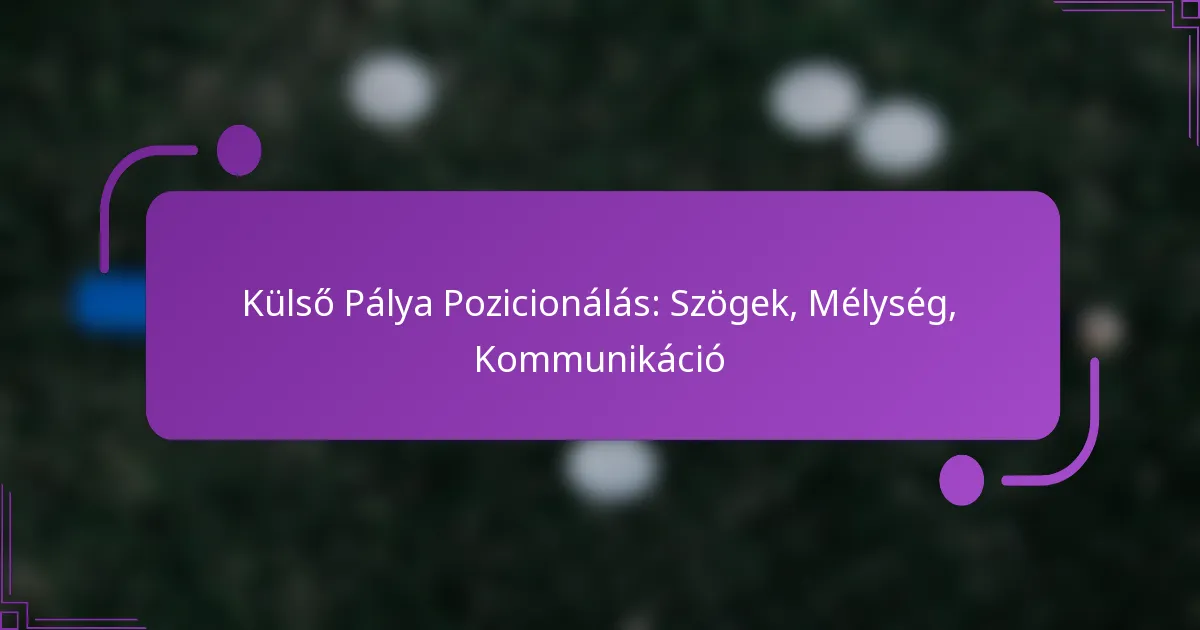 Külső Pálya Pozicionálás: Szögek, Mélység, Kommunikáció