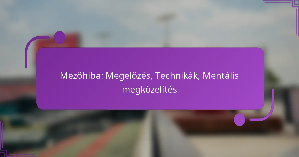 Mezőhiba: Megelőzés, Technikák, Mentális megközelítés