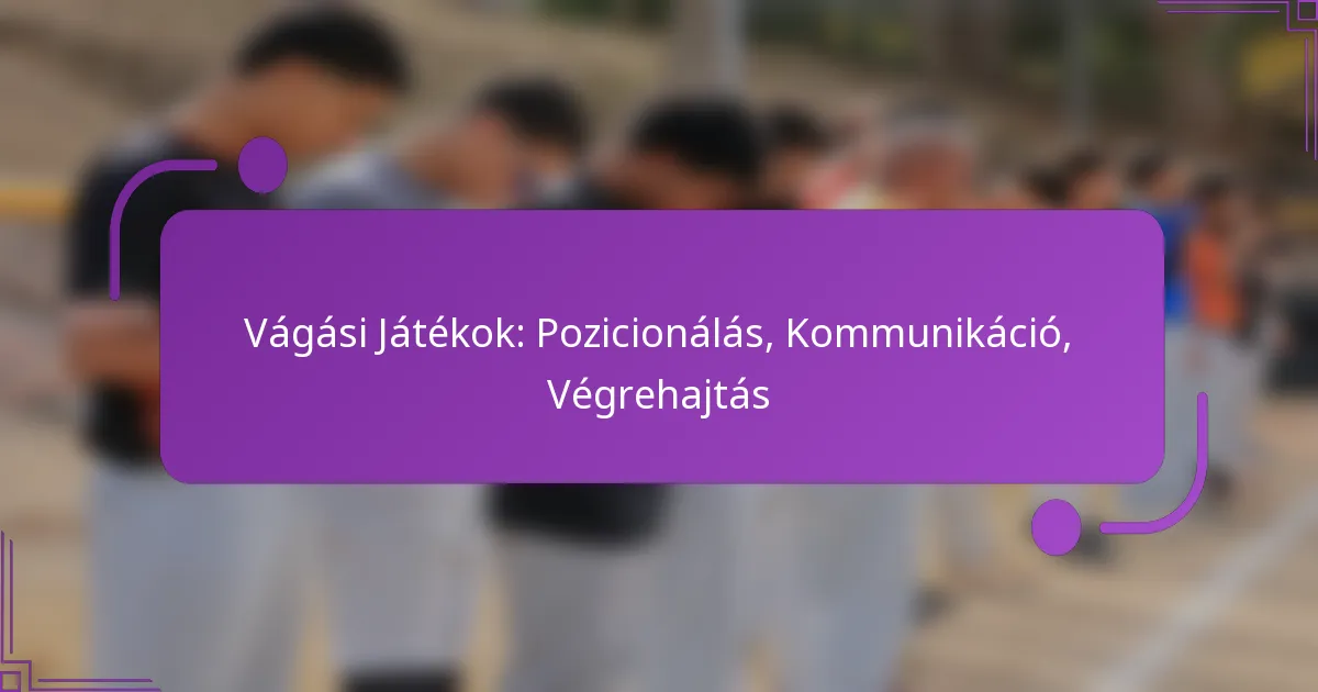 Vágási Játékok: Pozicionálás, Kommunikáció, Végrehajtás