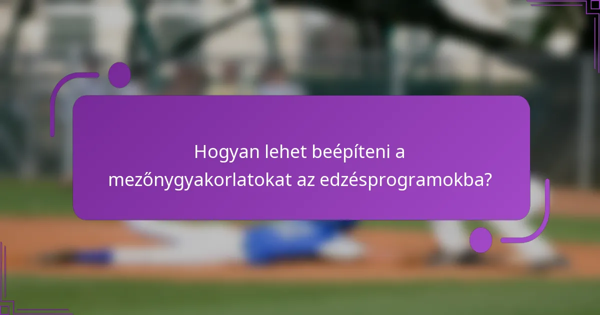 Hogyan lehet beépíteni a mezőnygyakorlatokat az edzésprogramokba?